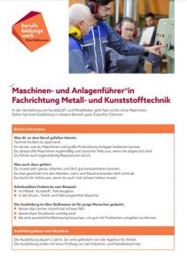Ausbildung Maschinen-und Anlagenführer Fachbereich Metall-und-Kunststofftechnik